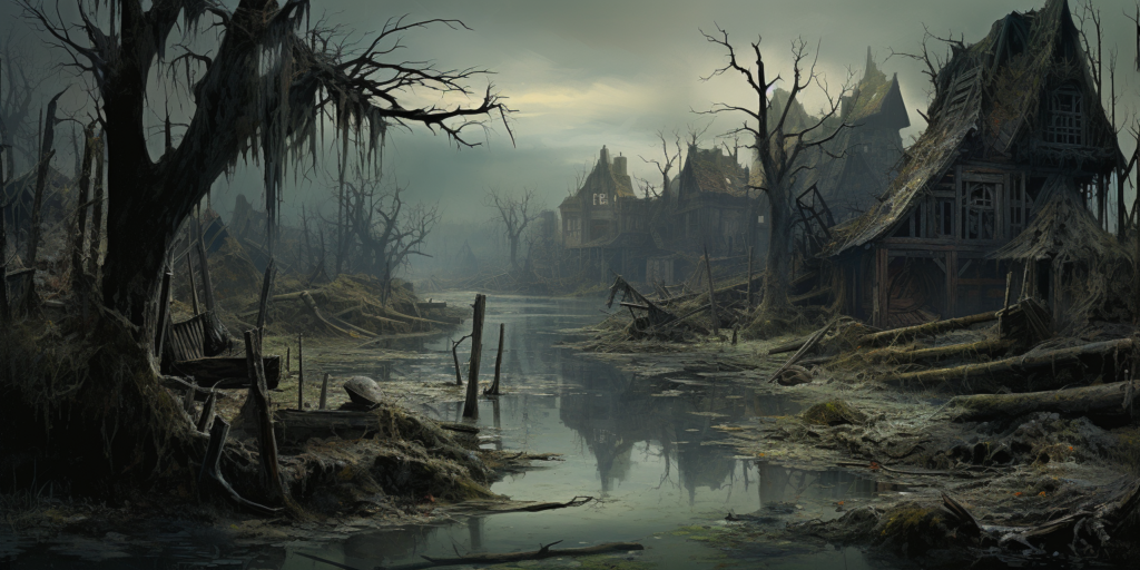 The flooded village