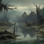 The flooded village
